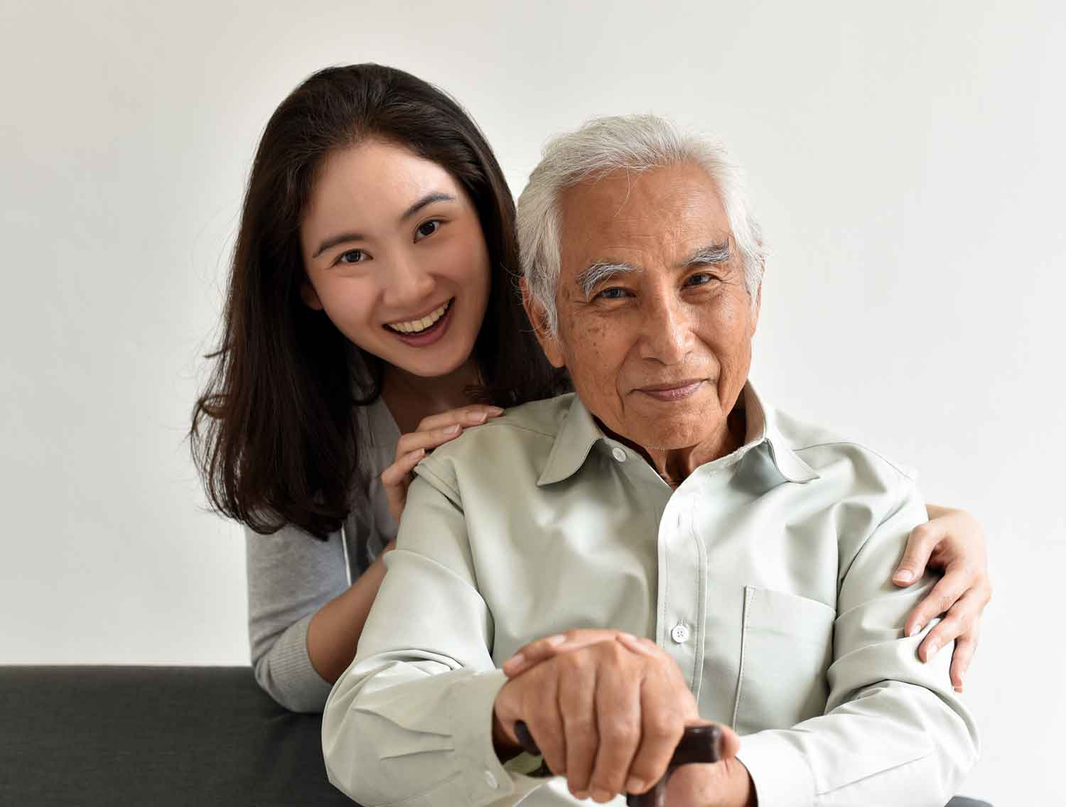young woman and older man